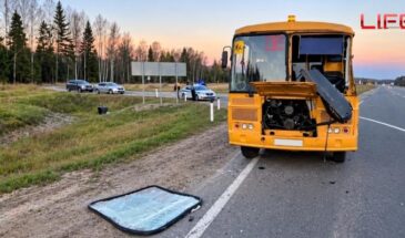 В Судиславском округе школьный автобус с детьми столкнулся с большегрузом