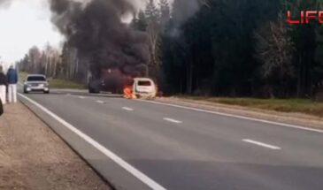 Легковой автомобиль сгорел на федеральной трассе в Судиславском округе